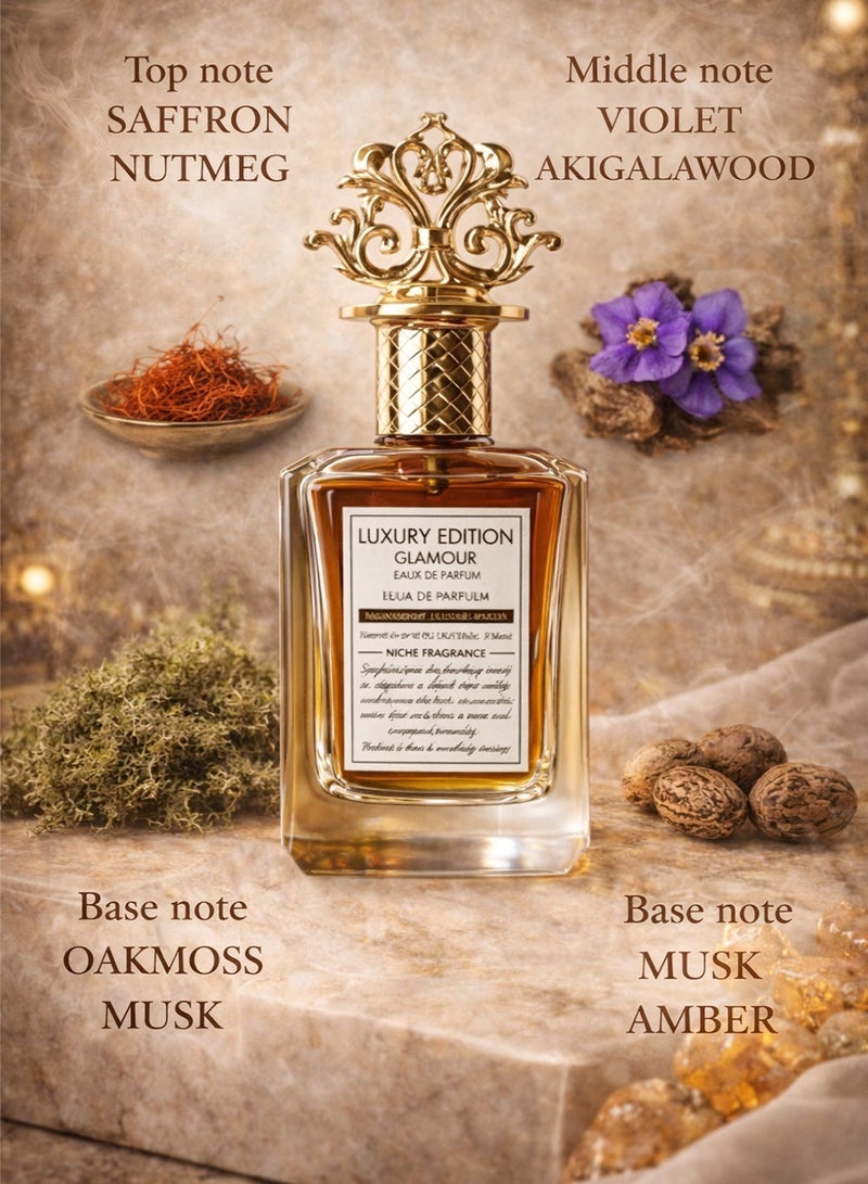 Linea De Bella Luxury Edition Glamour Eau De Parfum Unisex 115ml – Spicy Woody Scent with Saffron, Nutmeg, Violet, Akigalawood, Oakmoss, Musk & Amber - Image 2